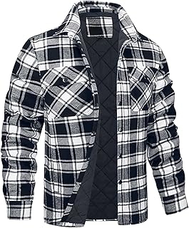 Plus Size Mens Flannel Jackets Quilted Lined Rugged Plaid...