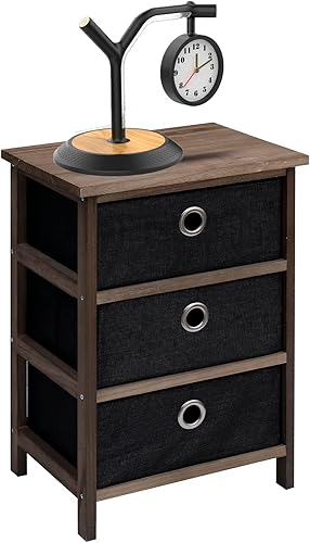 ECOMEX Mesita de noche con 3 cajones aparador de almacenamiento pequeño para mesita de noche organizador de muebles para dormitorio tocador de tela