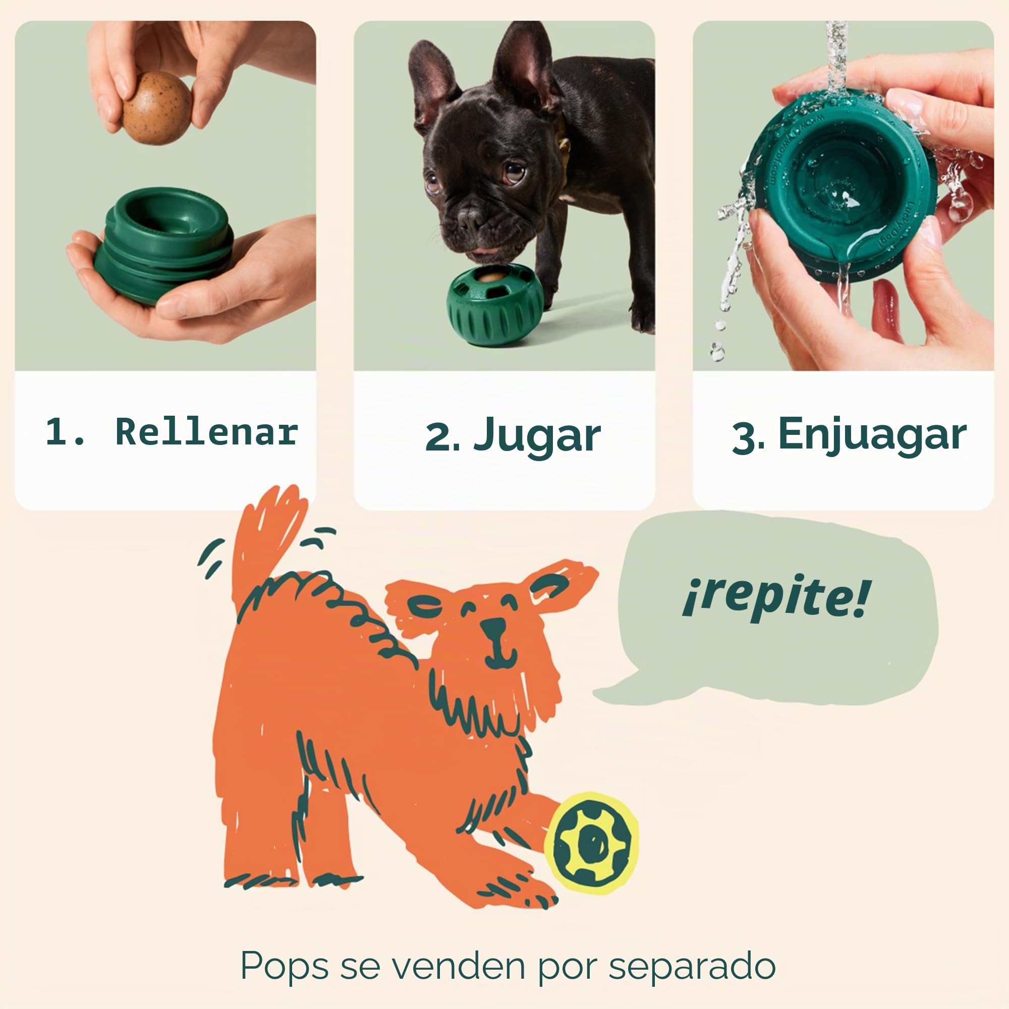 Woof Pupsicle, Juguete de Larga duración para Mantener a tu Cachorro distraído, Seguro para Perros, fácil de Limpiar, Juguetes rellenables para Perros, pequeño de 10 a 25 Libras