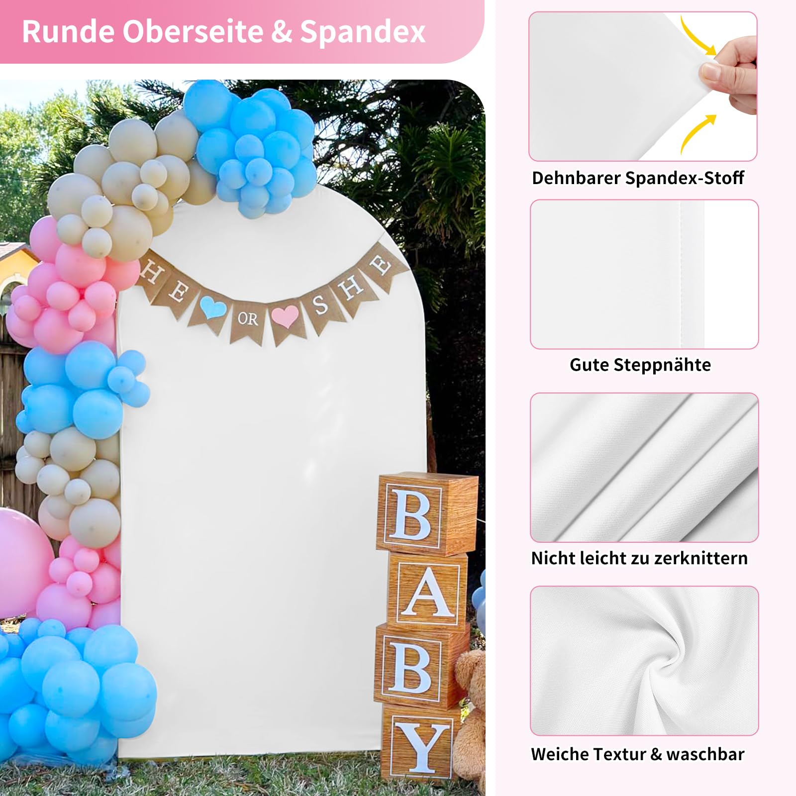 2 Coperture Per Fondali Ad Arco In Spandex – 1,8m E 2,2m, Colori Haze Blu E Crema, Lavabili E Riutilizzabili