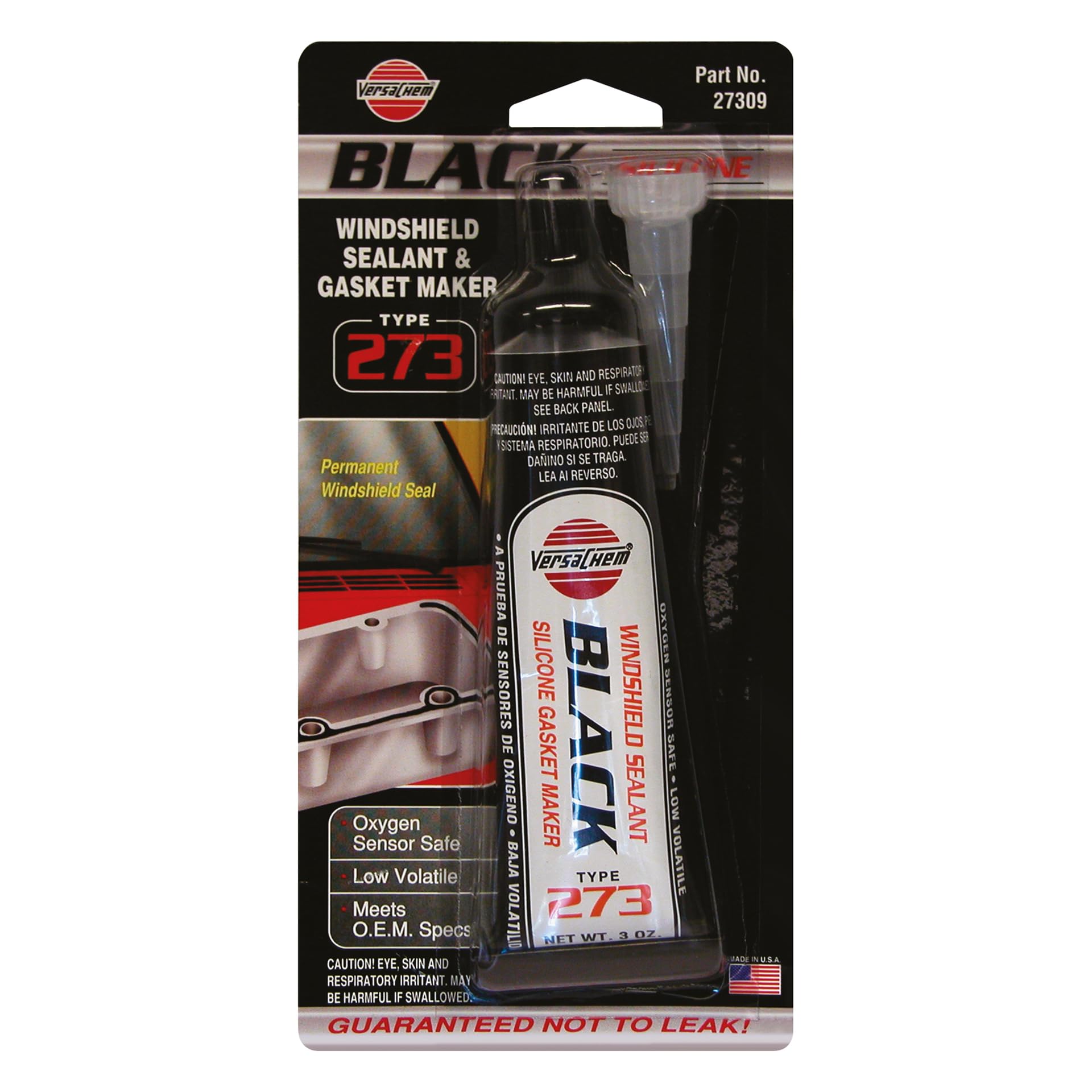 Versachem27309-12PK Black Low Volatile OEM Silicone - 3 oz, (Pack of 12)