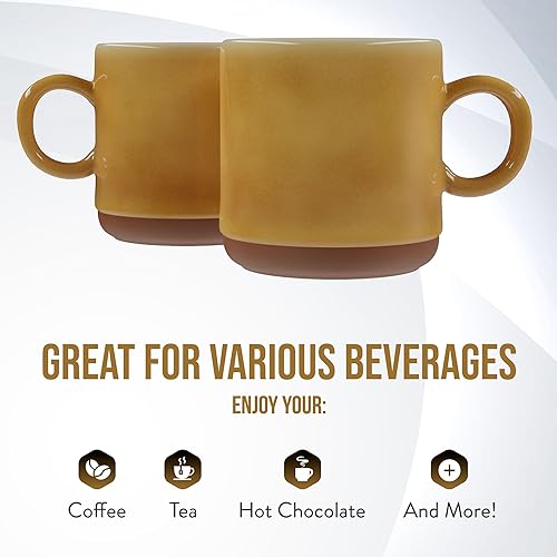 Miniatura 3 de American Atelier Taza de café  Juego de 2  Taza de cerámica de 4 pulgadas para café, té, café con leche y chocolate caliente  Barra de café y