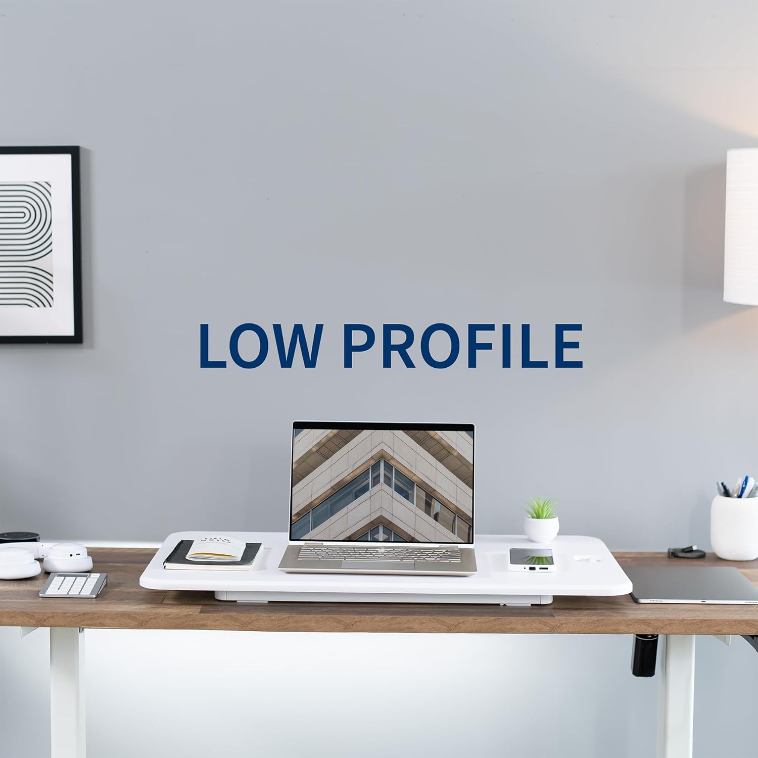 VIVO Ultra-Slim 32 Inch Single Top Height Adjustable Standing Desk Riser, Compact Sit Stand Desktop Converter for Monitor or Laptop, Black, DESK-V032J