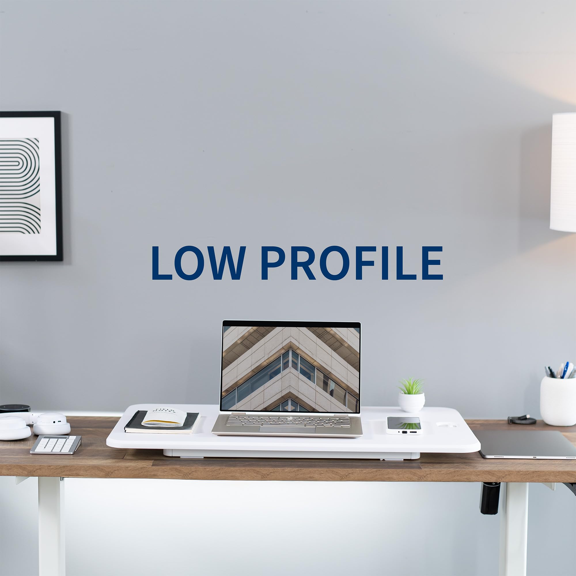 VIVO Ultra-Slim 32 Inch Single Top Height Adjustable Standing Desk Riser Compact Sit Stand Desktop Converter for Monitor — view 7