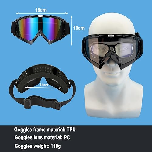Miniatura 8 de LJDJ Gafas de motocross para adultos, gafas de motocicleta ATV de visión amplia, anti-UV, ajustables, gafas de motocross para montar en carreras,