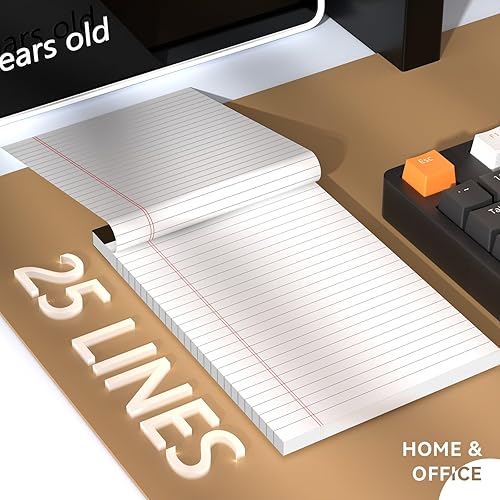 Miniatura 3 de Bloc de notas de 5 x 8 pulgadas, paquete de 6 blocs de notas legales, bloc de notas de rayas estrechas con bloc de notas perforadas, 30 hojas de