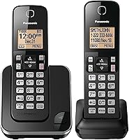 Panasonic KX-TGC352B Cordless Phone System: 2 Expandable Handsets, Amber Backlit Display, Call Block for Home Office