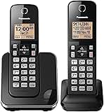 Panasonic Expandable Cordless Phone System with Amber Backlit Display – 2 Handsets – KX-TGC352B (Black)