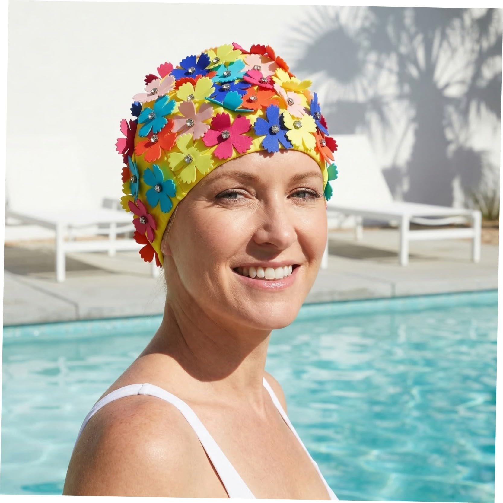TOYANDONA Sombrero De Pétalo Gorro De Baño Mujer Cabello Baños Tapa De Baño De Baño Gorro De Natación Pétalos Chicas Sombreros para Mujer Gorra De Baño Flores Playa Vistoso Nylon