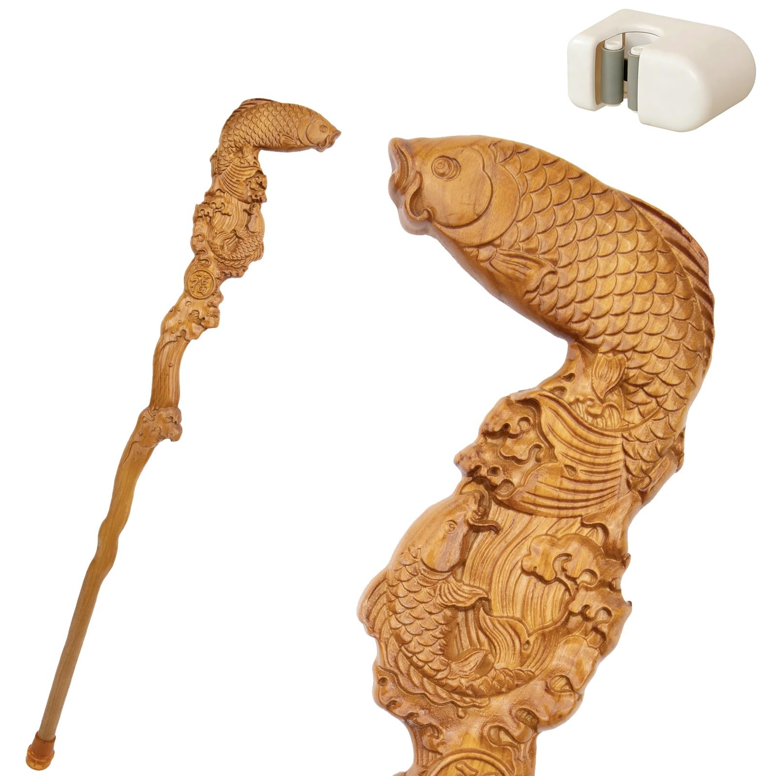 Bastoni da Passeggio a Forma di Pesce In Legno, con Impugnatura Ergonomica e Punta In Gomma Antiscivolo Bastone Decorativo di Lusso Cospaly per Uomo e Donna 94 Cm