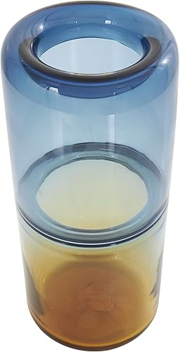 Miniatura 10 de Deco 79 Jarrón de cristal hecho a mano con base amarilla, 9 x 9 x 11 pulgadas, verde