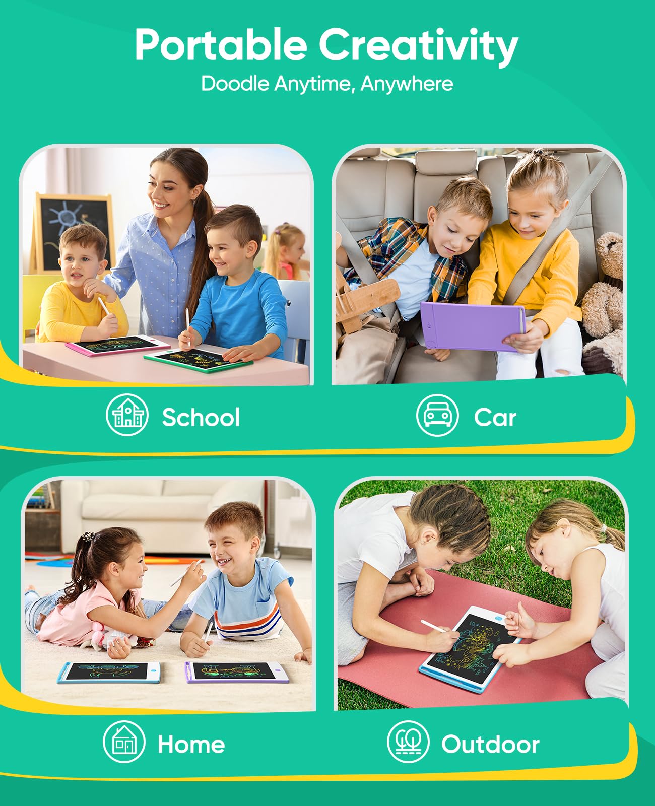 LCD-Schreibtafeln, 21,6 cm (8,5 Zoll), 4 Stück, für Kleinkinder, kreatives Zeichentablett, Spielzeug für Mädchen von 3 bis 6 Jahren