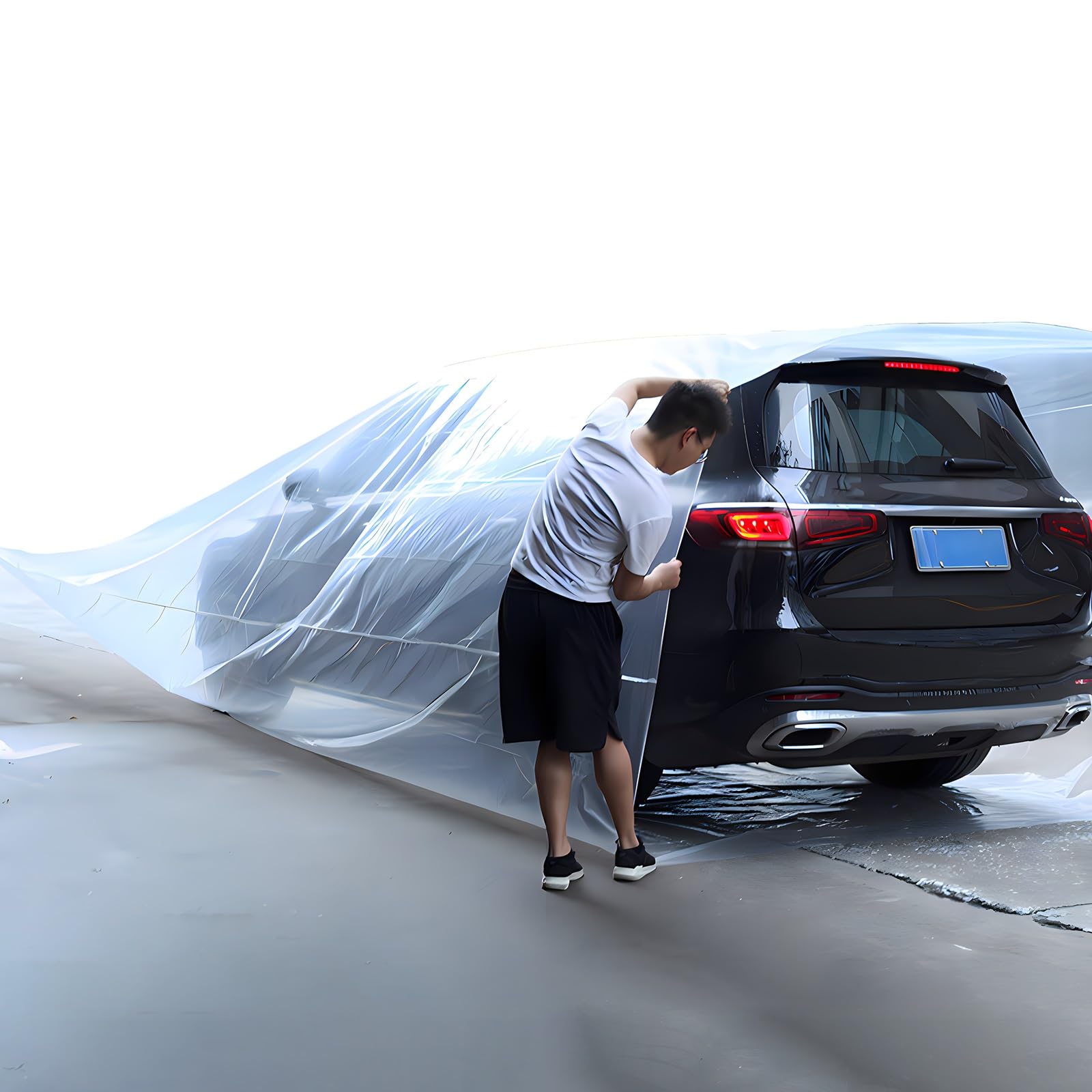 2 Pack Universal Plastic Car Cover,Fully Enclosed Sealed Car Flood Cover,Reusable Plastic Car Cover,Prevent Cars from Being Flooded,Thickened PE Material 13.1×22.9ft Suitable for Most Cars and SUVs