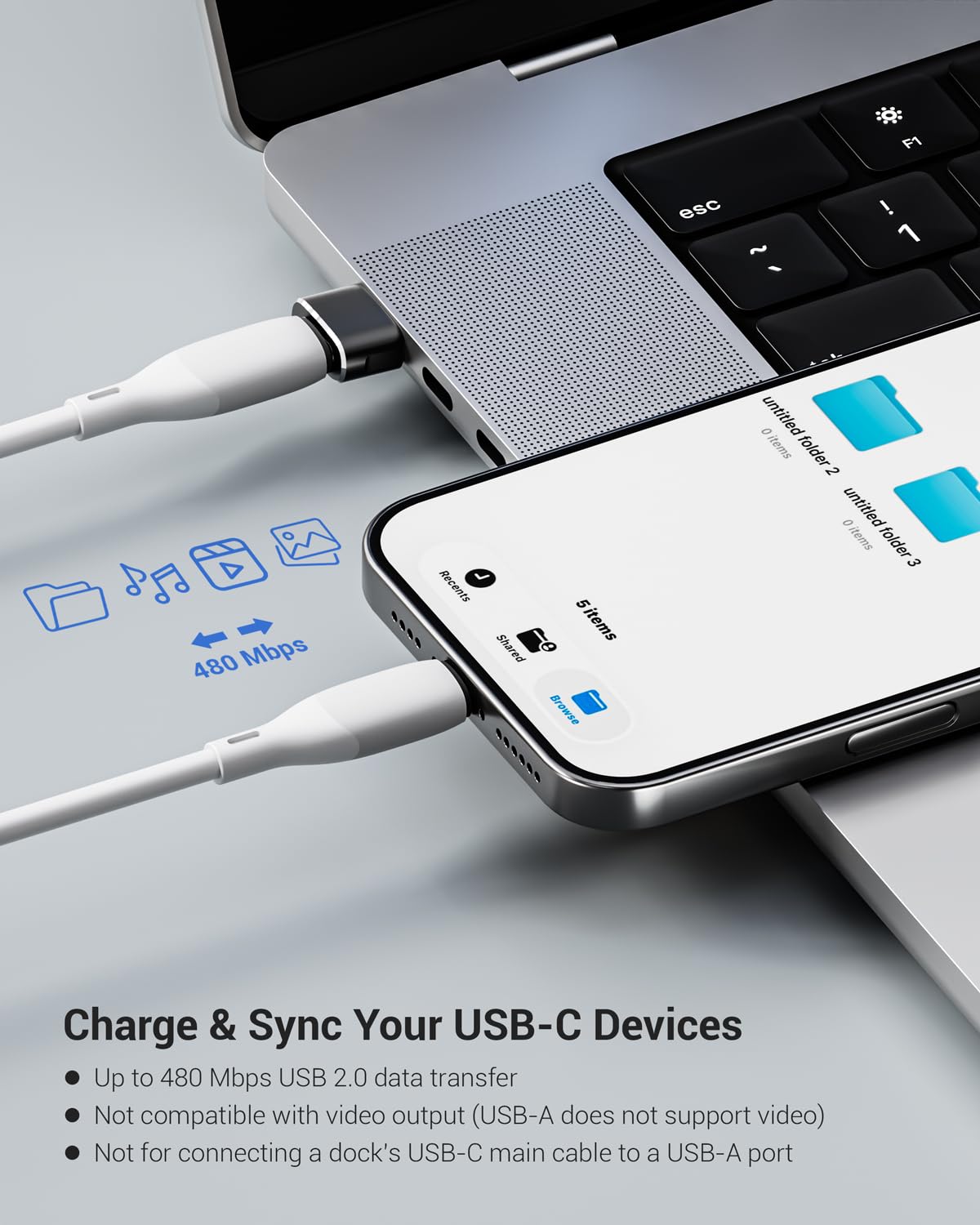 USB to USB C Adapter,USBC Female to USB A Male Adaptor, Type C Converter Charger for iPhone 17 Pro Max,16 15,Apple Watch iWatch S11 S10 SE,AirPods 3,iPad Mini Air,Samsung Galaxy S25 — view 5