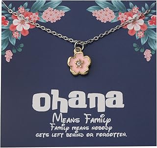 Ohana Necklace Hibiscus Flower Charm Necklace Gift Hawaiian Jewelry Gift Gift for Family Best Friends Gift Woman Gift
