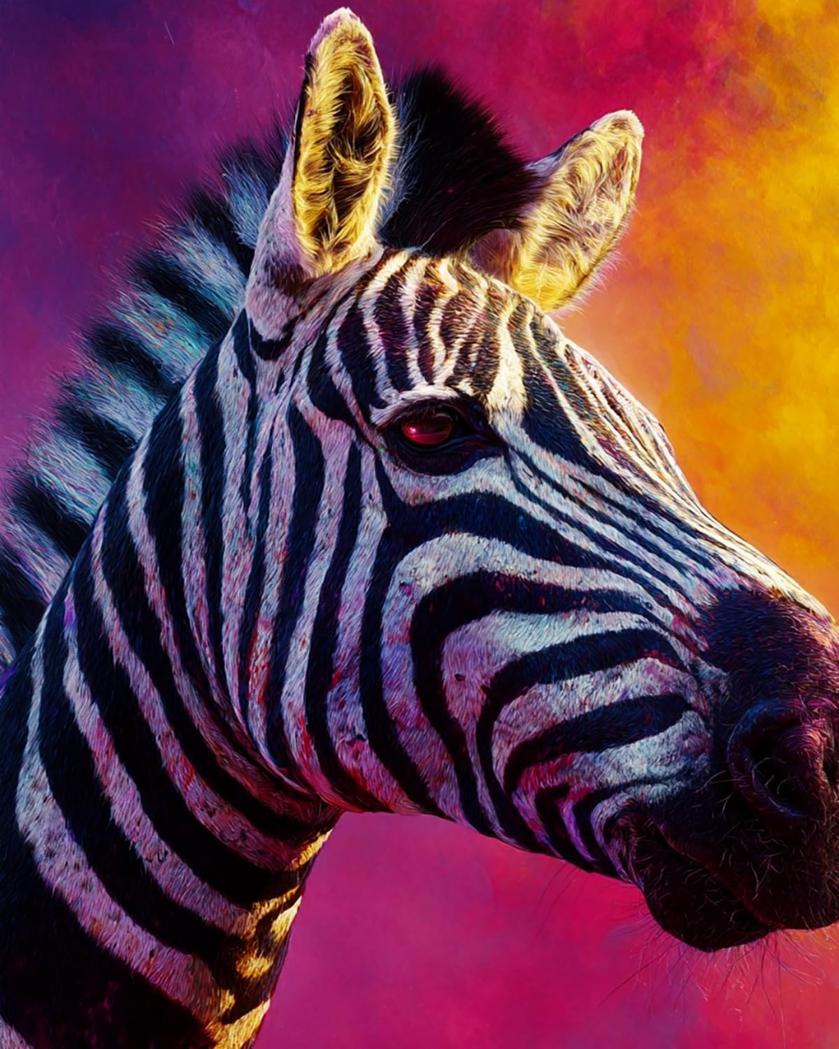 Liubaishi Multicolour Paint By Numbers For Adults, Colourful Zebra, 40X50 Cm Acrylic Canvas Kit With Brushes And Paints