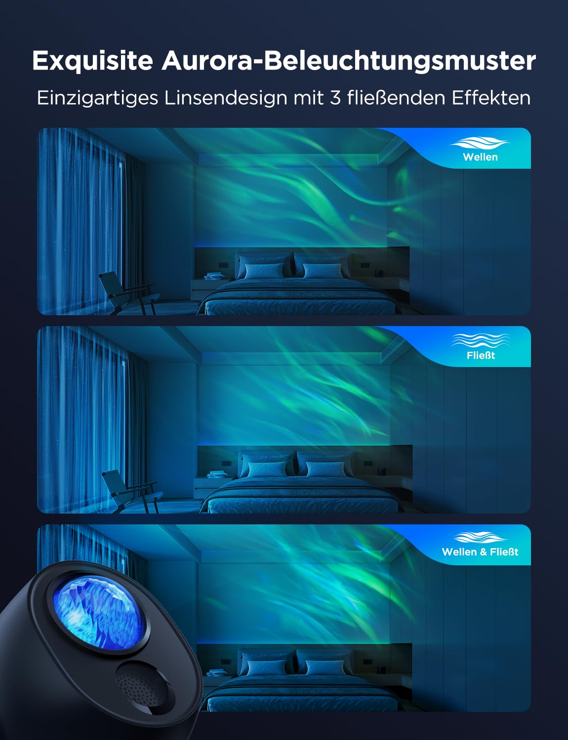 Govee LED Sternenhimmel Projektor, RGBW Aurora Lampe mit 52 Szenen, Timer, 18 White Noise, Alexa Matter Kompatibel Polarlicht Lampe, Smart Galaxy Sternenprojektor für Kinderzimmer Schlafzimmer Deko