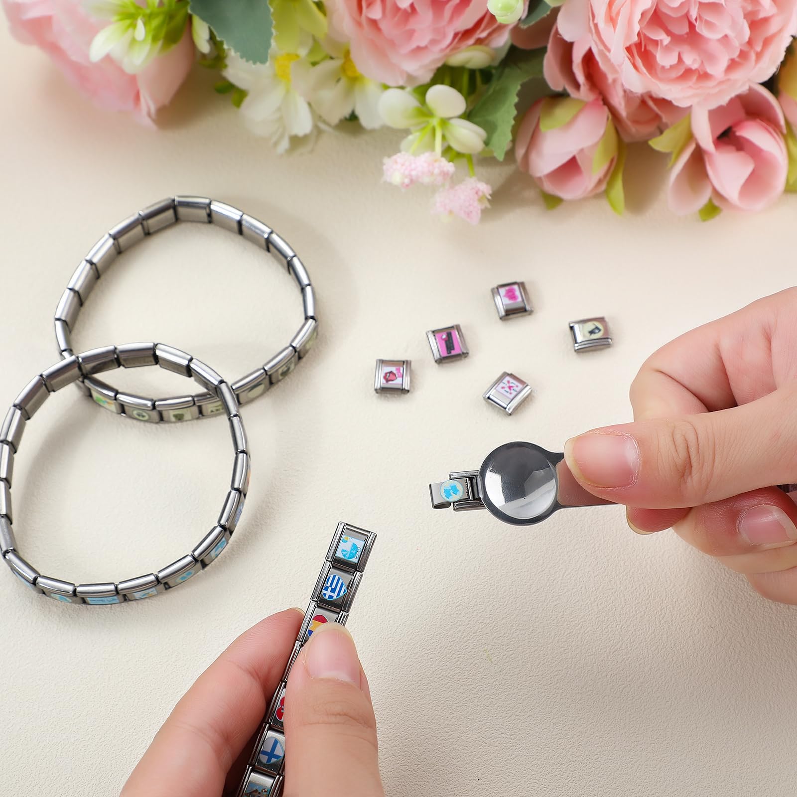 Bracciale Italian Charm In Acciaio Inossidabile | Con 18+8 Charm Intercambiabili | Regalo Personalizzato Per Donne - Foto 5