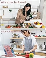 Vista 6 de MSDADA Soporte de escritorio para lectura, soporte ajustable para libros de cocina, soporte de lectura de metal para libros de texto, recetas