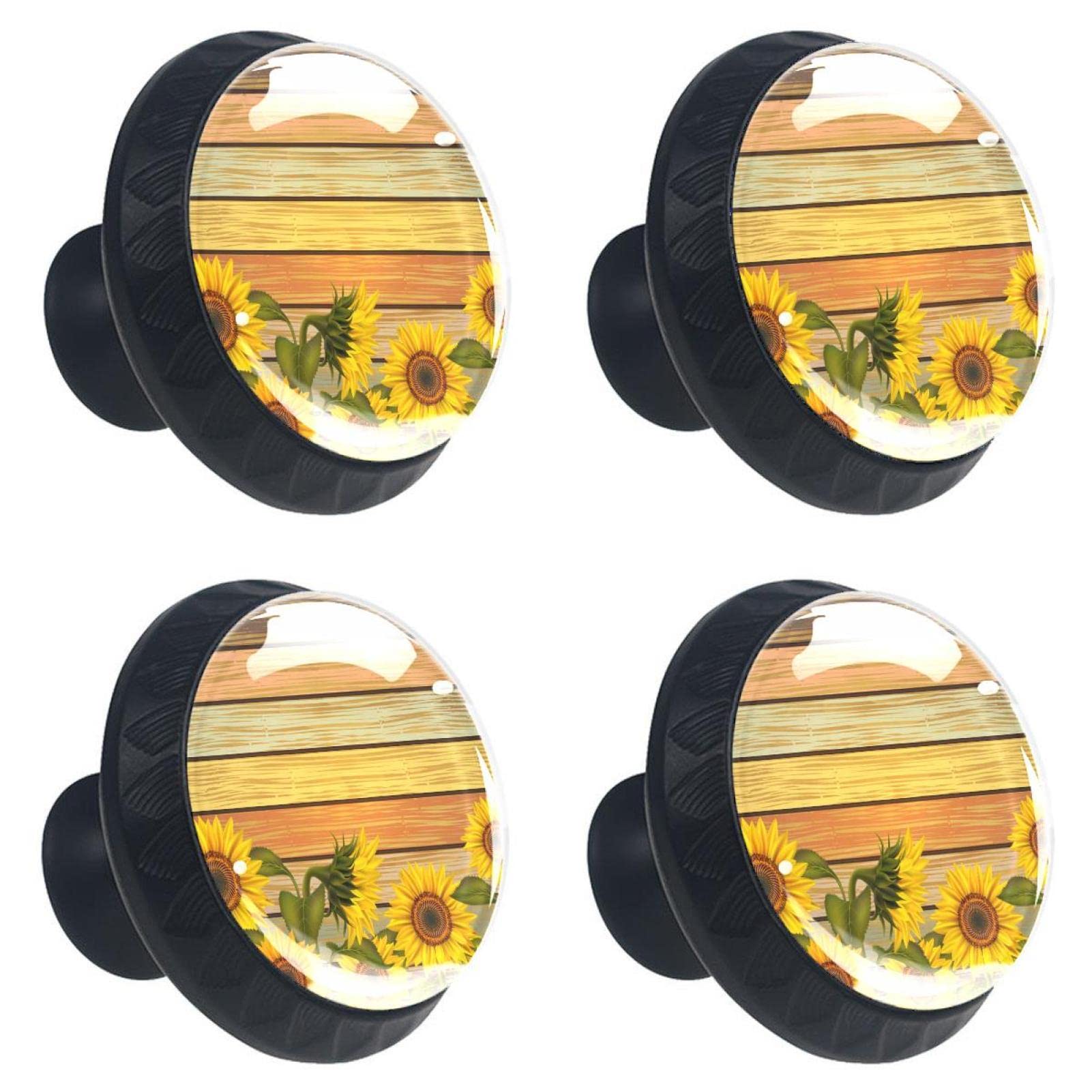 Boutons de tiroir en verre coloré tournesol pour poignée de meuble et placard de bureau