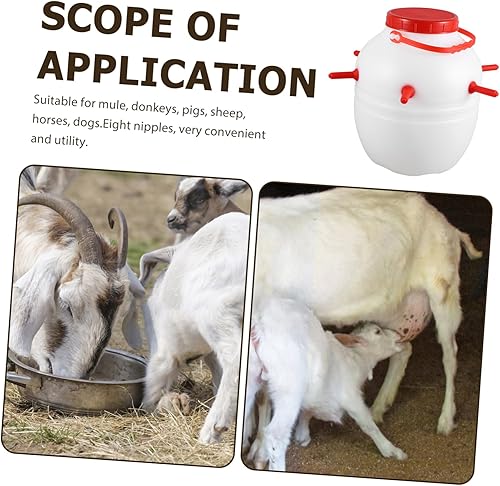 Miniatura 7 de Happyyami Cubo de leche de cordero cubo de alimentación de leche con olla de alimentación de animales de gran capacidad para botella de granja, cubo
