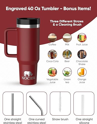 Miniatura 5 de Vaso de 40 onzas con asa y pajillas, grabado, regalos personalizados, grandes regalos para mamá, regalos para profesores para mujeres, taza de café