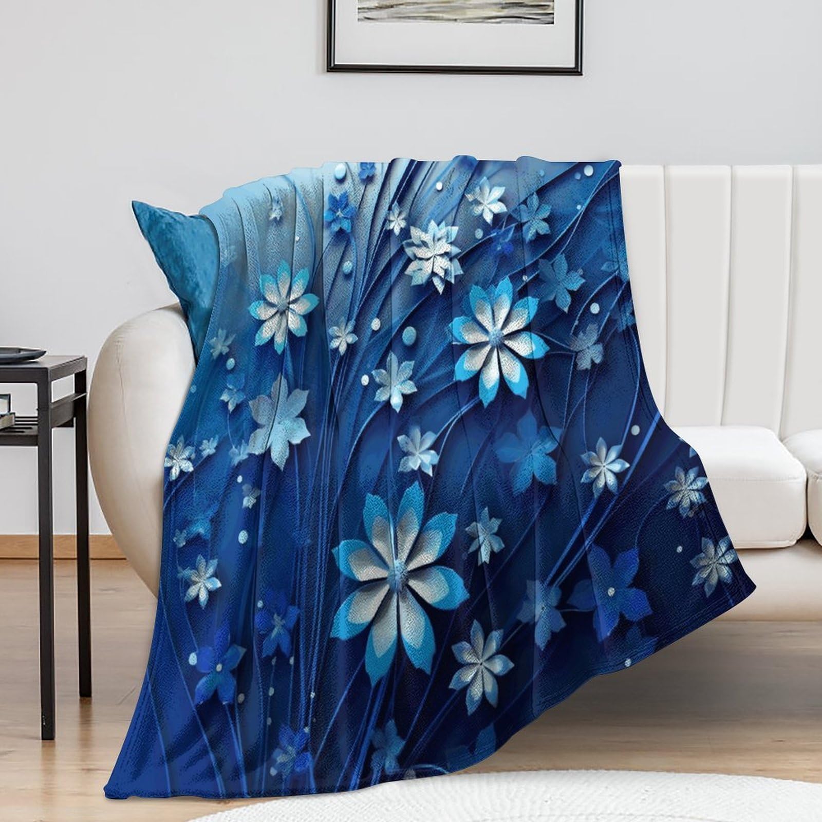 Couverture de lit en peluche bleue haut de gamme pour intérieur chic