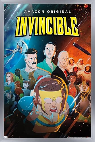 Trends International Invincible - Póster de pared de una hoja, 22.375 x 34 pulgadas, versión enmarcada plateada