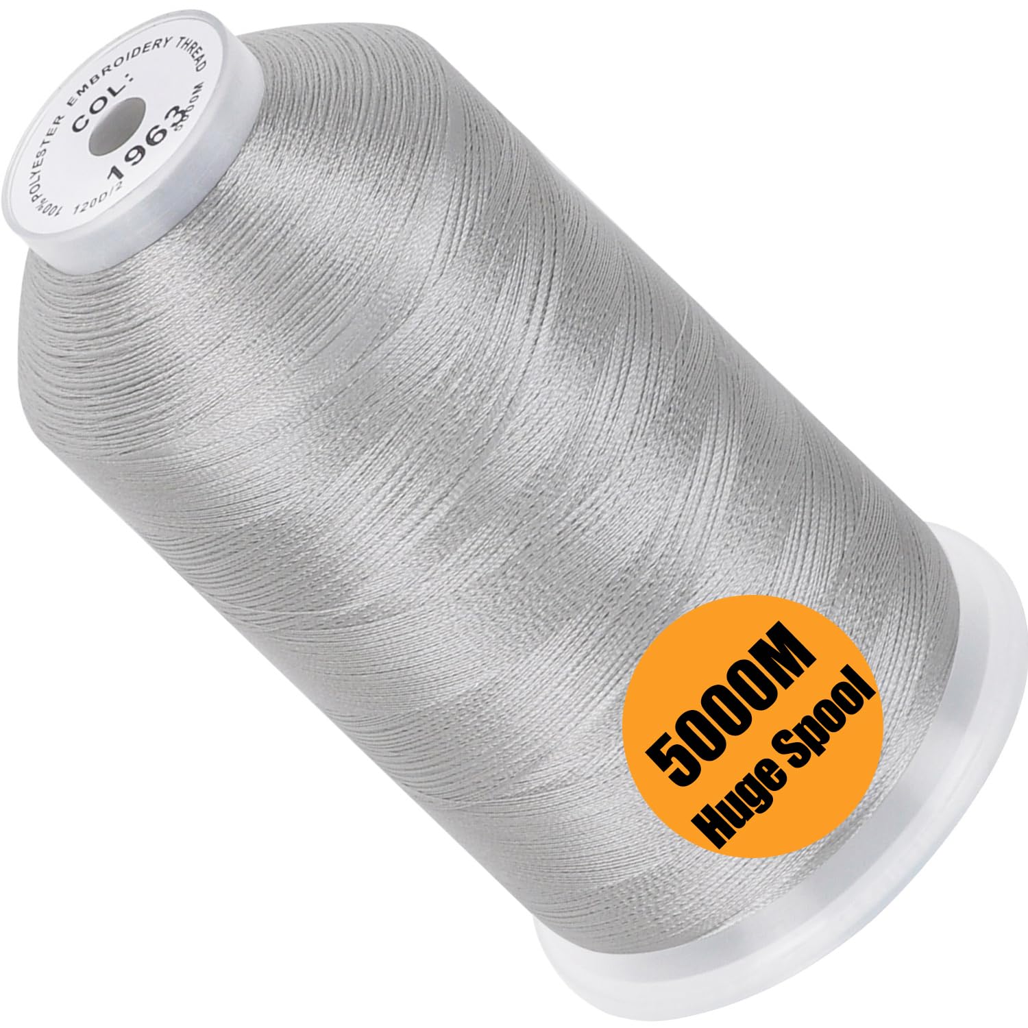 New brothread 5000M Huge Spool Embroidery Machine Thread - Christmas Silver
