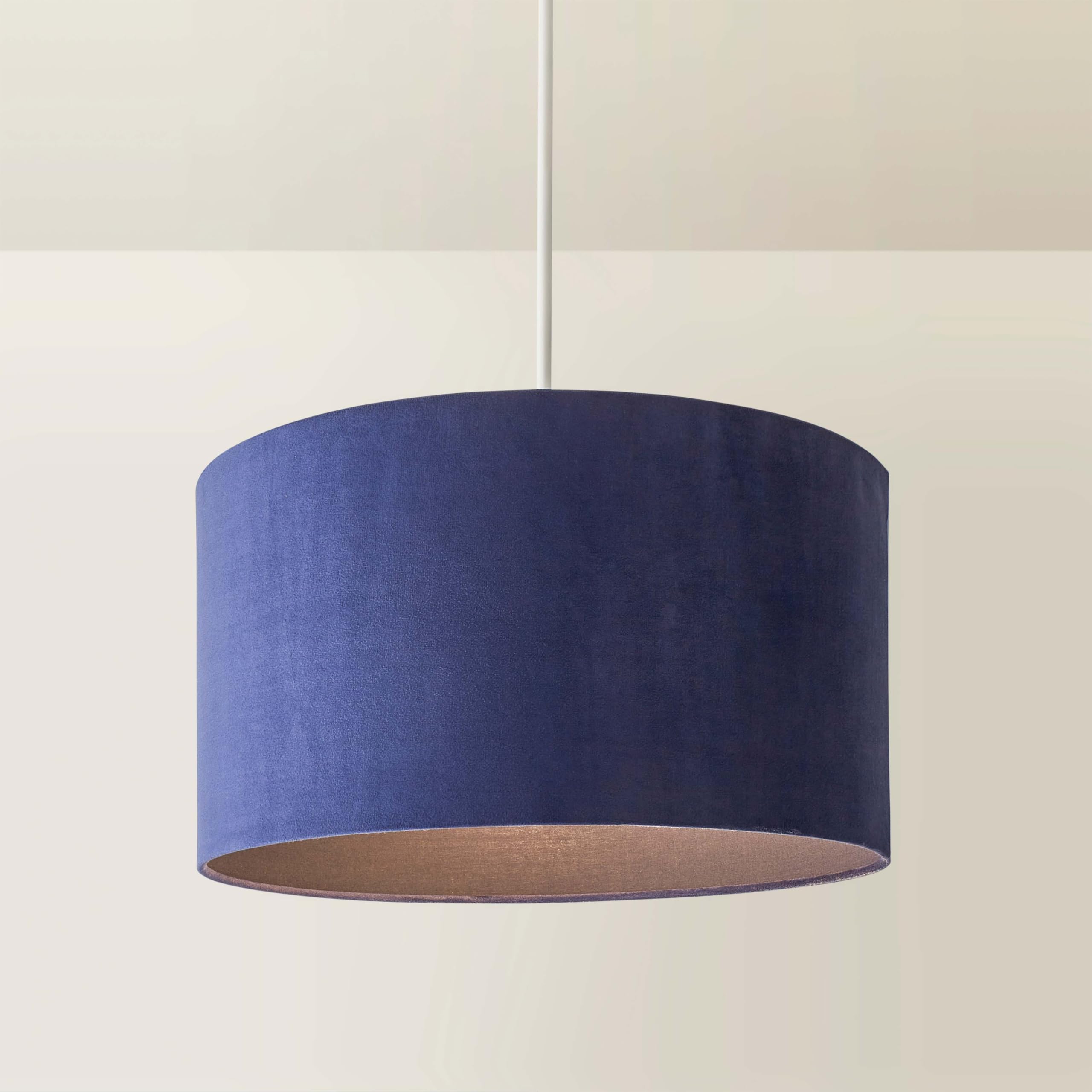 MiniSun | Large Modern Navy Blue Velvet Drum Light Shade | Lamp Shades, Home Décor & Improvement Essential | 450mm Shade Width