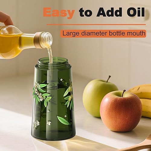 Miniatura 7 de COOLMI Pulverizador de aceite para cocinar, juego de botellas dispensadoras de aceite de oliva 2 en 1 para cocina, recipiente de botella de vidrio 2