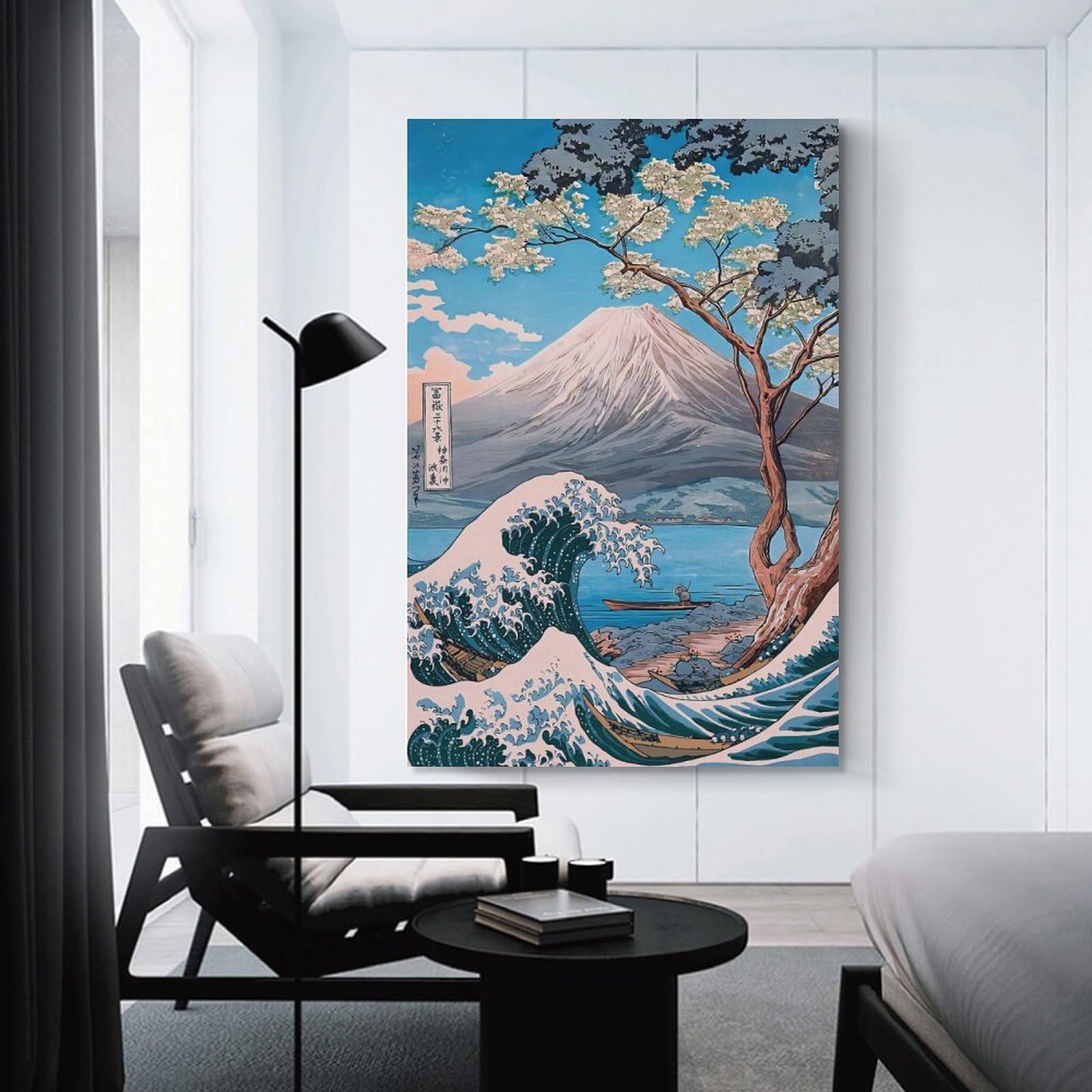 Junmoney Mount Fuji Lake Yamanaka Canvas Art Print 12x18inch(30x45cm), for New Homes, Bedrooms Or Workspaces, Gift Idea for Housewarming And Birthdays