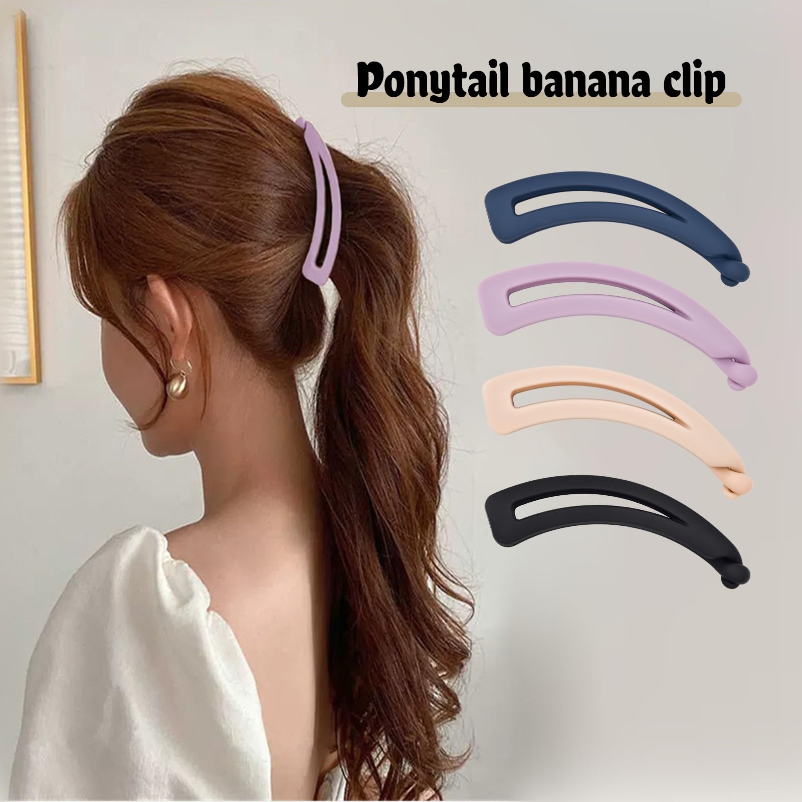 PAITOK 4 Pcs Banana Clips Large Banana Hair Clip Anti-Slip Fish Comb Large Claw Clip Suitable for Women Ponytail Hair Clip Banana Clip Claw Clips for Thick Hair and Thin Hair(Style 2) - Image 3