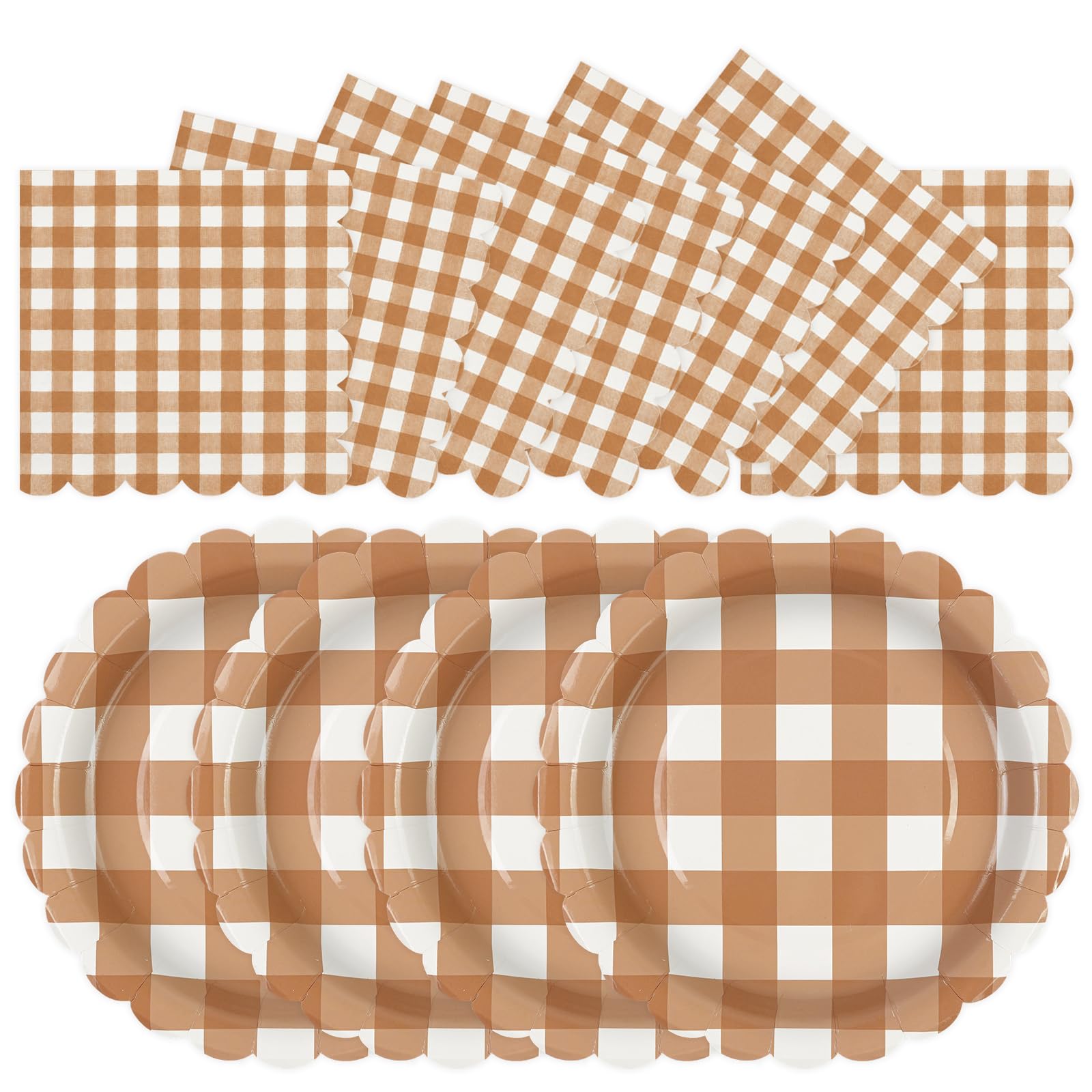 Blue Gingham Paper Plates & Napkins - 50 PCS -10