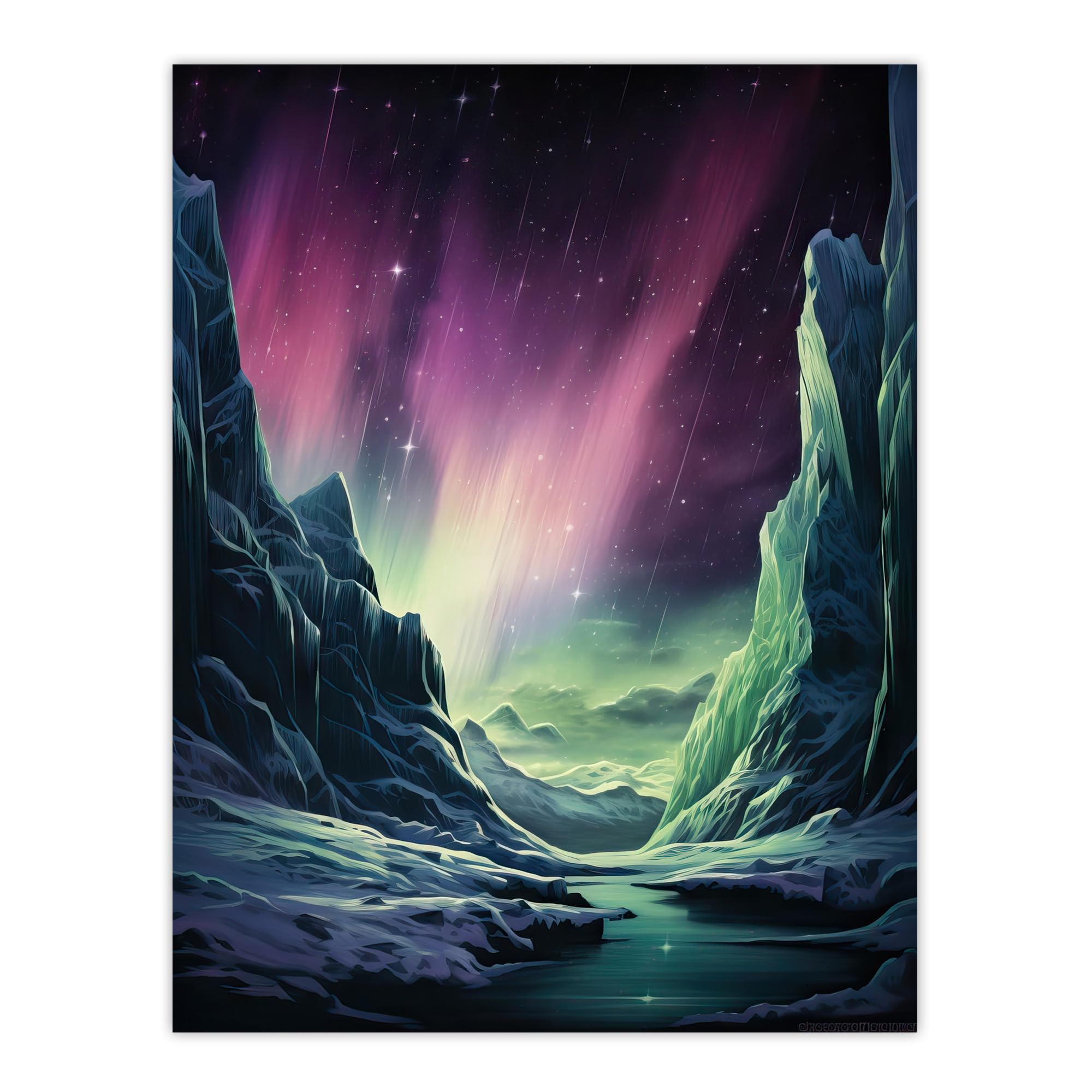 Artery8 Northern Lights Borealis Artwork Antarctica Southern Aurora Australis Extra Large XL Wall Art Poster Print