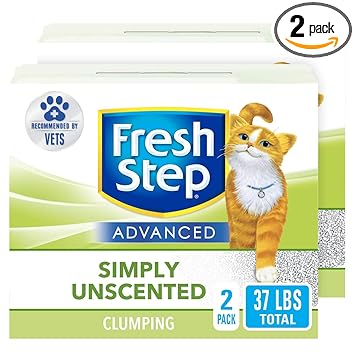Fresh Step Advanced Clumping Cat Litter with Activated Charcoal & Natural Odor Control - Unscented, 37 lb (2x18.5lb Pack)