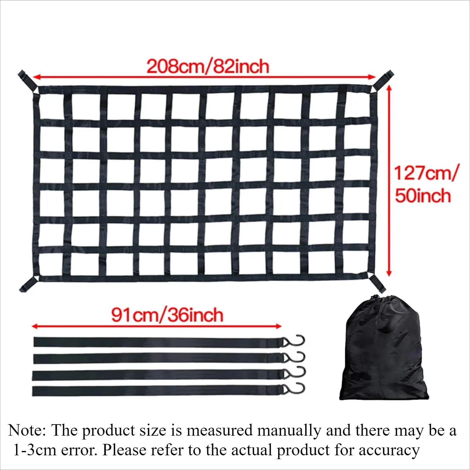 Red de Almacenamiento Red De Carga Pesada 127 X 106 Cm/167 Cm/208 Cm para Techo Camión para Remolque Accesorios Exteriores Red Maletero De Coche(L)