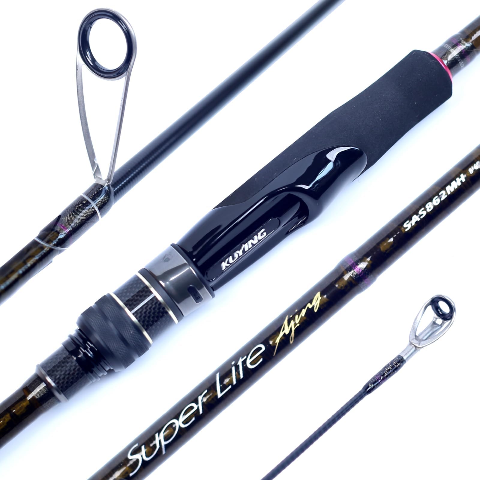 KUYING Caña de Pesca Carbono Serie Superlite | Acción Rápida | Anillas y Portacarretes Fuji | Casting y Spinning | Mar, Río, Lago | Landstream SA