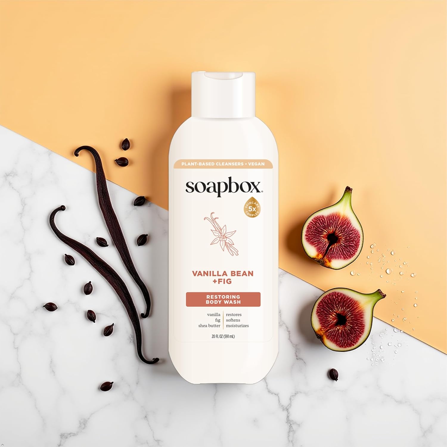 Soapbox Moisturizing Body Wash, Vanilla Bean & Fig Shower Gel - Hydrating Natural Body Wash with Shea Butter - Clean Ingredients Free of Harsh Chemicals, Sulfates, Parabens & Silicones - 2 Pack