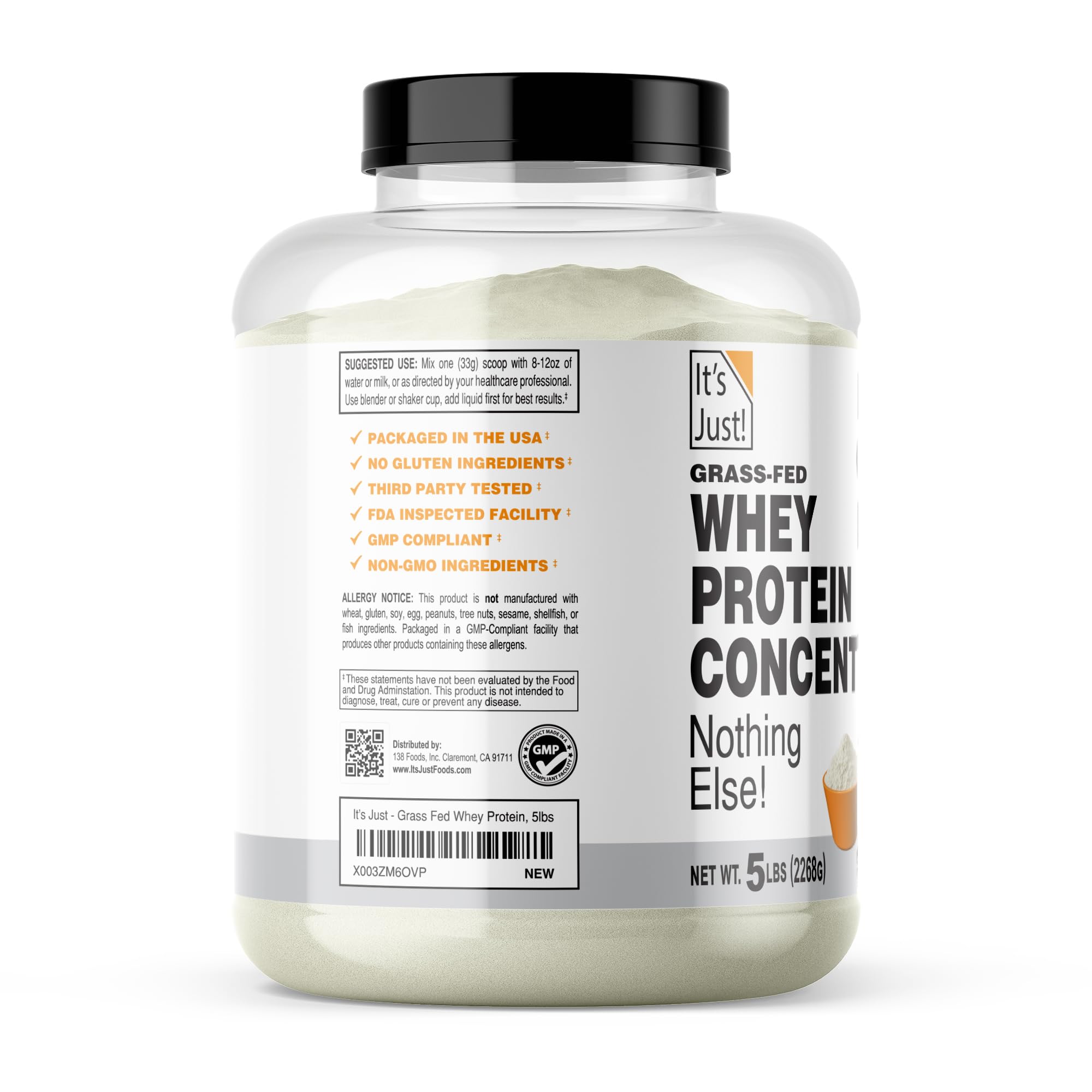 It's Just - Grass-Fed Whey Protein Concentrate, 5lb, Unflavored — Amazon image 2