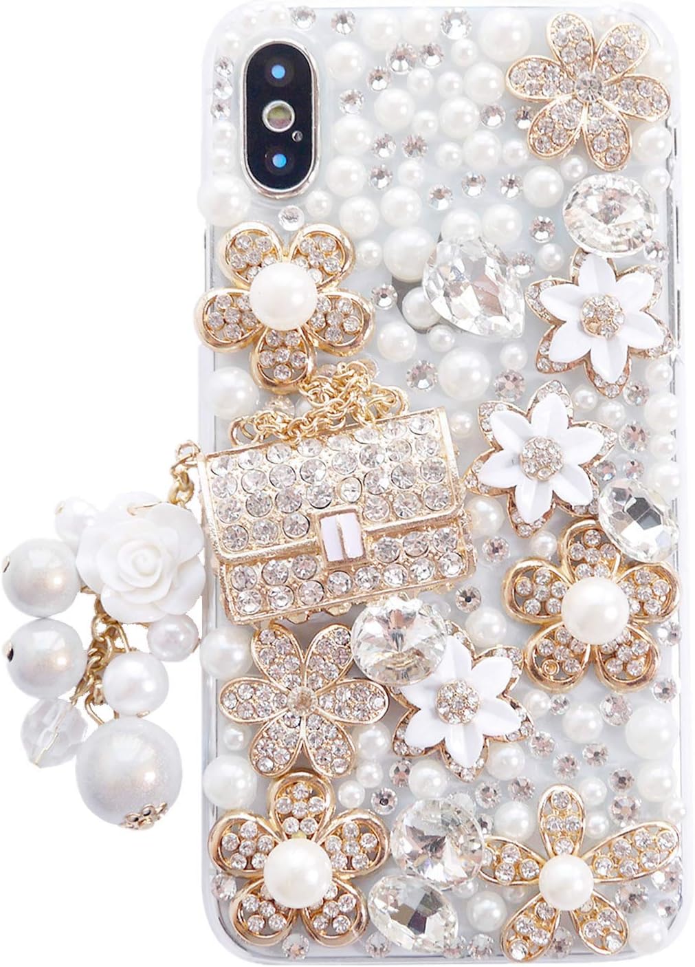 Compatible with iPhone 6/6s Women Case, Handbag Design Sparkly Rhinestone Cover, Cute Girly Bling Diamond Snow Flower, Beauty 4.7 inch
