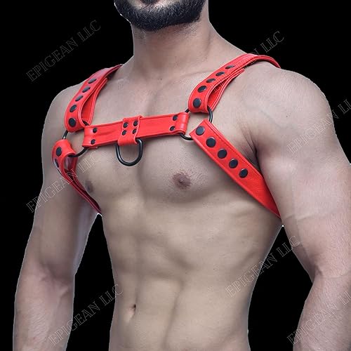 Miniatura 5 de Arnés de cuero para hombre Cuerpo Pecho Armadura hecha de cuero genuino con hebillas Correa ajustable Cinturón