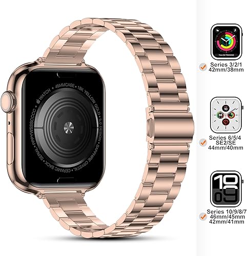 Miniatura 3 de iiteeology Correa de acero inoxidable compatible con Apple Watch Band 1.929 in 1.772 in 1.732 in 1.654 in 1.614 in 1.575 in 1.496 in, correa delgada