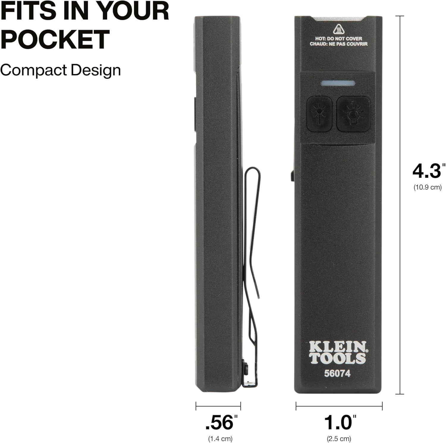 KLEIN TOOLS 56074 EDC Pocket Flashlight with Green Laser, Three Brightness Modes up to 1000 Lumens with Turbo Mode, Built-in Floodlight, <1mW, 510 to 530nm, Class 2, Rechargeable - Image 6