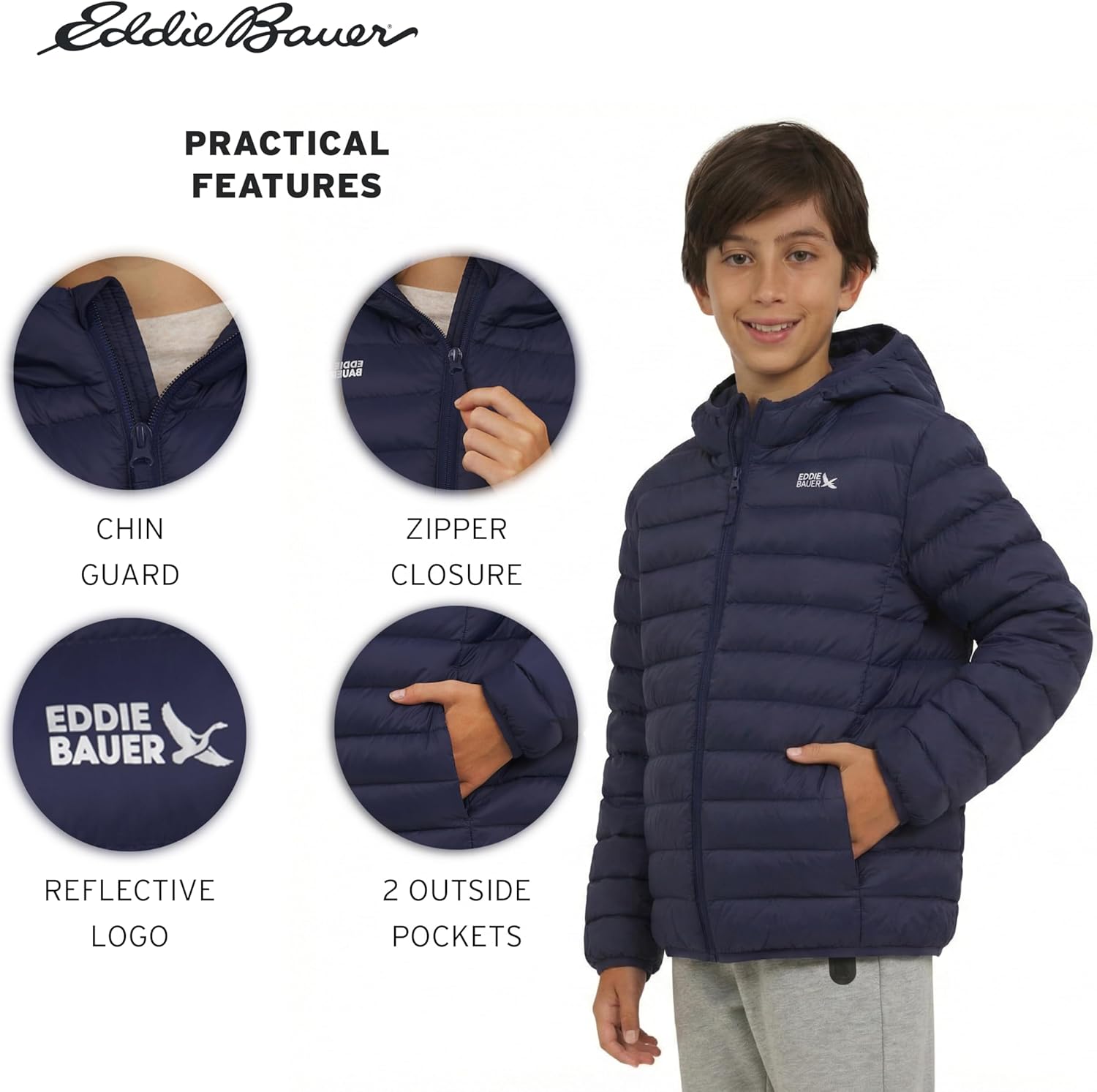 Eddie Bauer Boys' CirrusLite Lightweight Down Puffer Jacket - Image 6