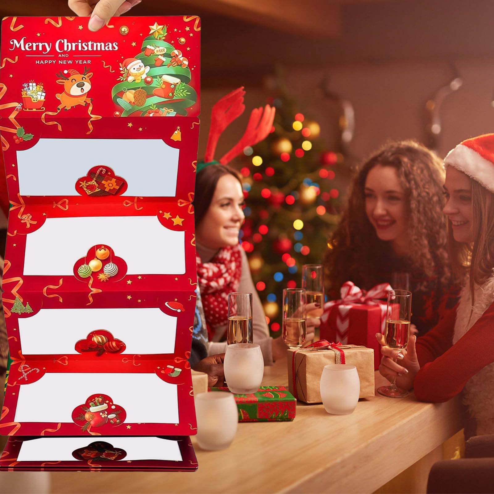 Sobres de dinero de Navidad, tarjeta de felicitación de invierno de 6 ranuras, sobres de dinero en efectivo, para adultos, amantes, amigos, mujeres, hombres, niños y niñas