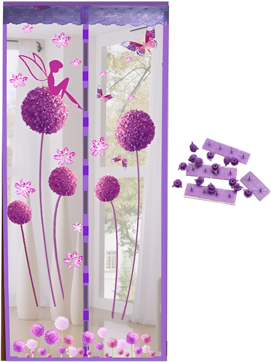 Door Mesh Screen with Magnet, Fly Hanging Temporary Magic Patio Heavy Duty Front Back Screen Magnetic Closure, Portable French Net for Door to Keep Bugs Out Door Doorway Curtain 35x83 in