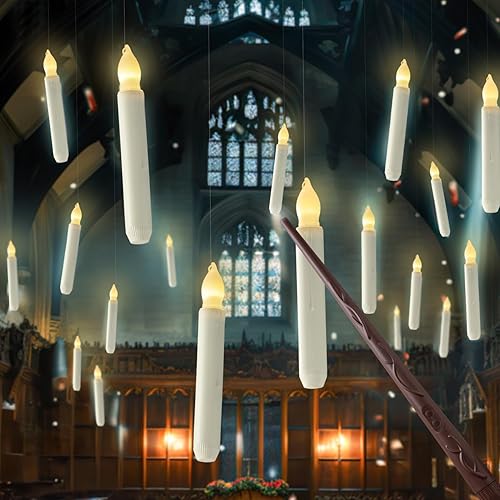 Homemory Velas flotantes colgantes con varita remota y cuerda, 12 velas LED voladoras sin llama, luz blanca cálida, velas de ventana a pilas con disponible en Yaxa Colombia