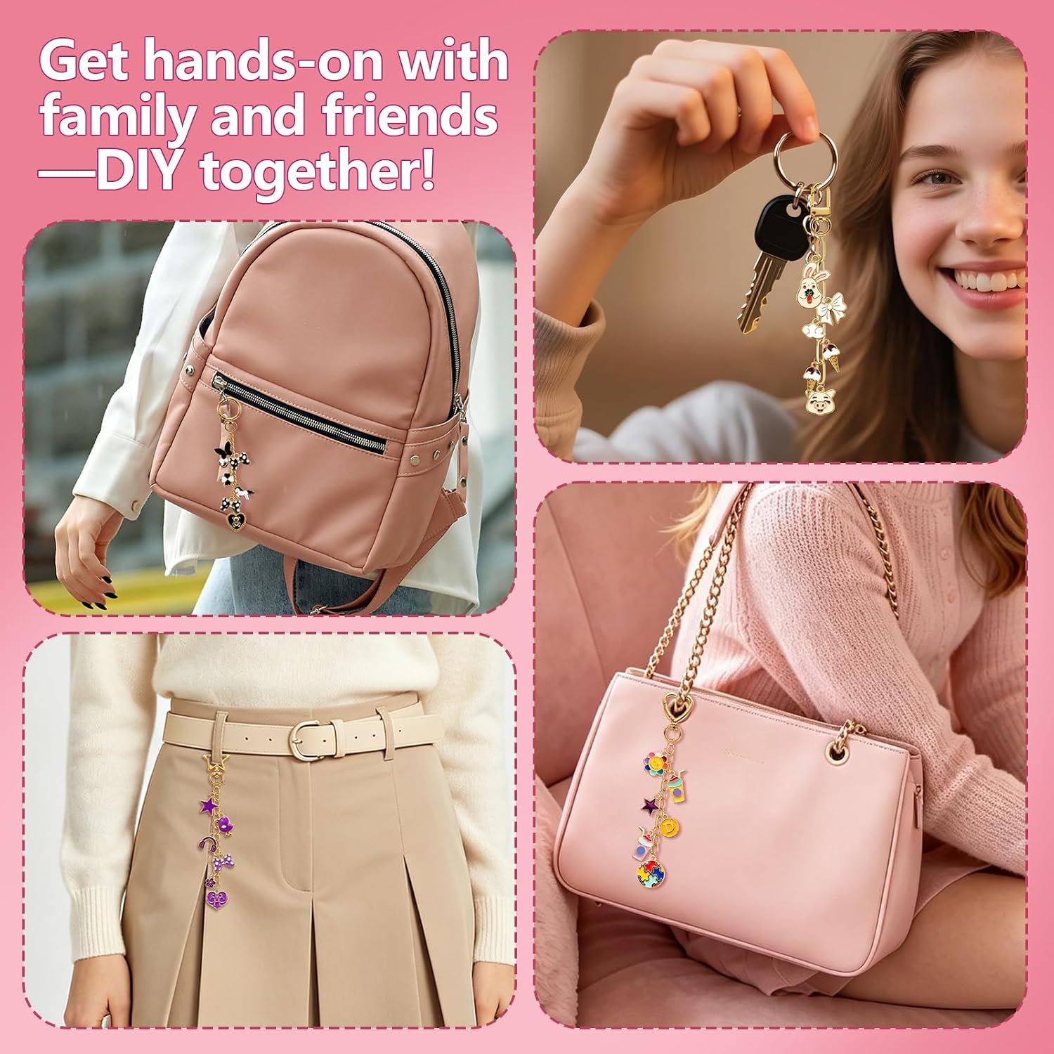 657 Pcs Charms Lip Gloss Keychain Making Kit, Graduation Valentines Gifts