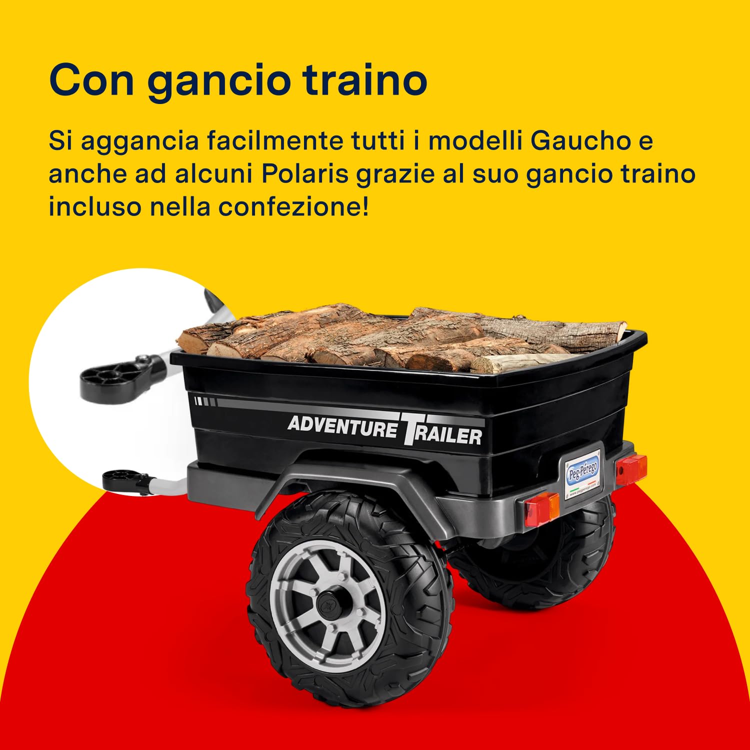 PEG Adventure Trailer Rimorchio Fuoristrada Elettrici Gaucho Polaris 30 kg Ruote Tassellate 2+ Anni